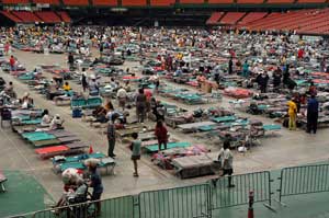 Houston Astrodome, filled with evacuees