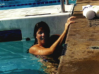 [Photo of Sheryl Aronson in pool]
