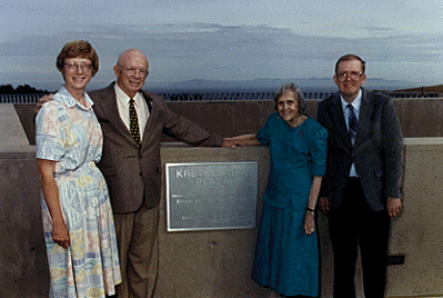 Photo of the Kretschmer family during a dedication ceremony for Kretschmer Plaza, preceding Thursday's dedication ceremony for the new Music Center.