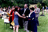 [Photo of Chancellor Greenwood and Vice Chancellor Francisco
Hernandez, handing out an award to one of the students honored]