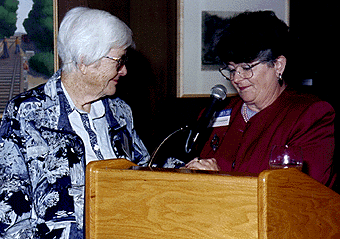 [Photo of Chancellor Greenwood and Elspeth Bobbs]