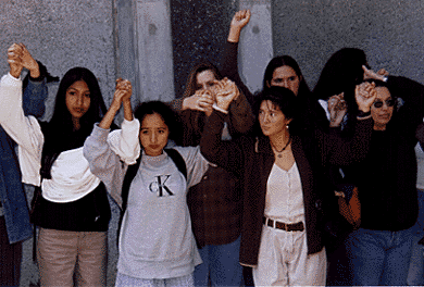 [Picture of students at Hahn Student Services Building protest]