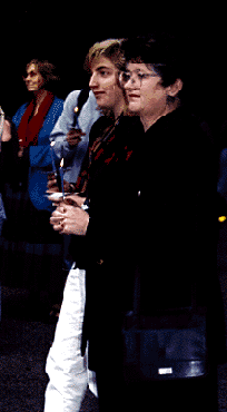 [Picture of Chancellor Greenwood and Jennifer Austin at vigil]