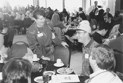 [Photo of Chancellor Greenwood at alumni luncheon]
