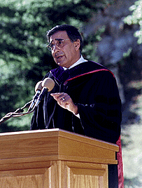 [Photo of Leon Panetta speaking at convocation]