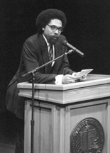 [Photo of Cornel West delivering lecture]