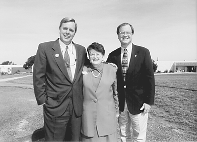 [Picture of Chancellor MRC Greenwood with Peter Smith and Sam Farr