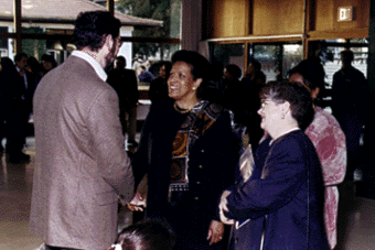 [Photo of Myrlie Evers-Williams, Chancellor Greenwood, and Provost 
Ladusaw]