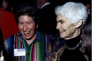 [Photo of Bettina Aptheker and Marge Frantz]