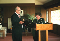 Photo of Chancellor Greenwood and Roland Tharp