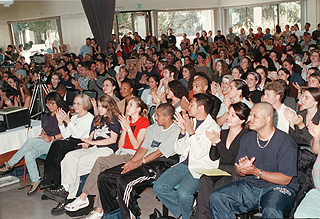 [Photo of audience at faculty teach-in]